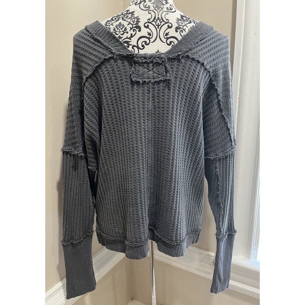 We The Free New Magic Thermal Long Sleeve Waffle Knit Faded Black M Boho Grunge - Picture 8 of 16